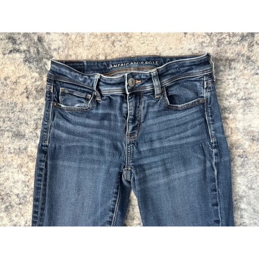 Women's American Eagle Kick Boot Blue‎ Jeans - Y2K Size 4 Short Super Stretch
